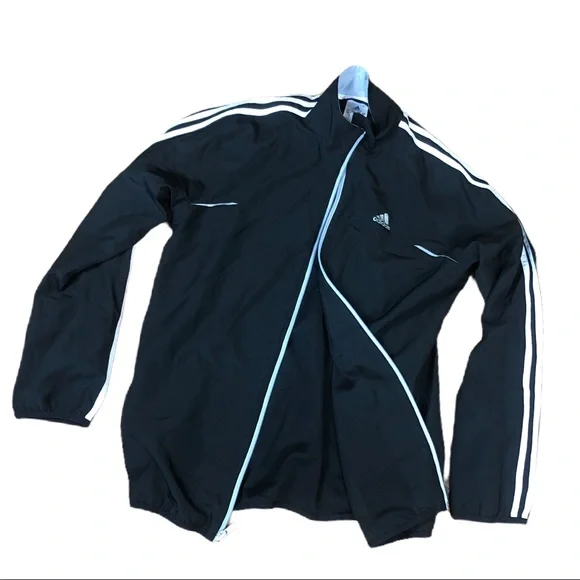 ADIDAS three stripe black lightweight track jacket - Picture 1 of 6